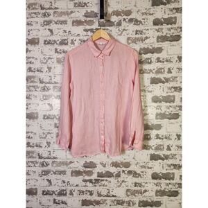 J Jill Love Linen Shirt Size Small Pink Relaxed Fit Oversized Button Up Top